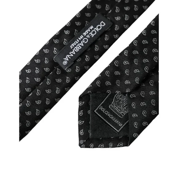 Dolce & Gabbana Black Jacquard Patterned Silk Adjustable Men Tie